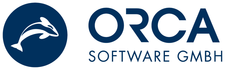 ORCA Software GmbH Logo mit stilisiertem Orca, Partner für Bau-Ausschreibungen im Holzbau