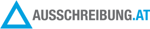Logo von AUSCHREIBUNG.AT mit blauem Dreieck, Service für Bau-Ausschreibungen Holzbau